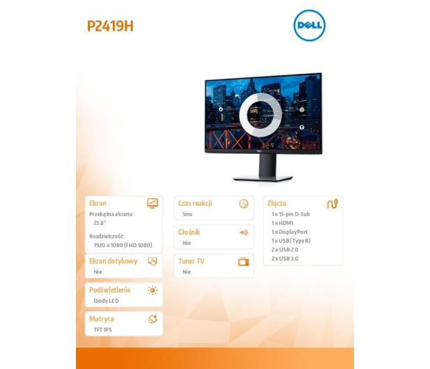 Dell 23.8'' P2419H 210-APWU - 1459983 - zdjęcie 2